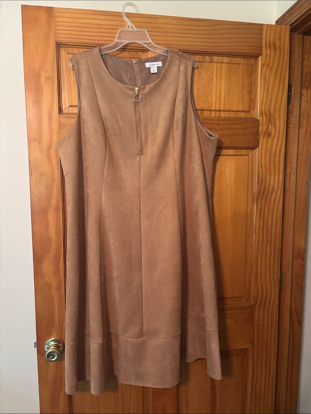 Liz Claiborne Sleeveless Faux Suede Dress in Camel Tan